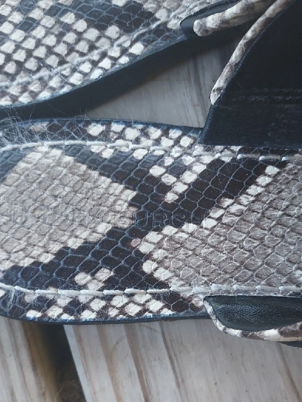 Tory Burch Snake-Print Logo Slide Sandals in Black and Cream